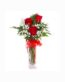 3 red roses in vase