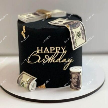 black theme doller cake