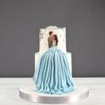 bride and groom shower theme cake