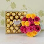 Mix colour roses and rocher