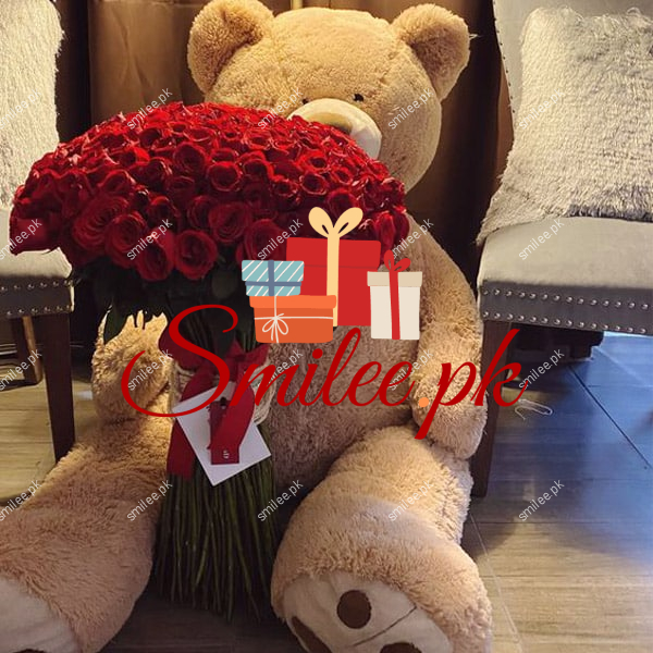 teddy with 10 dozen roses