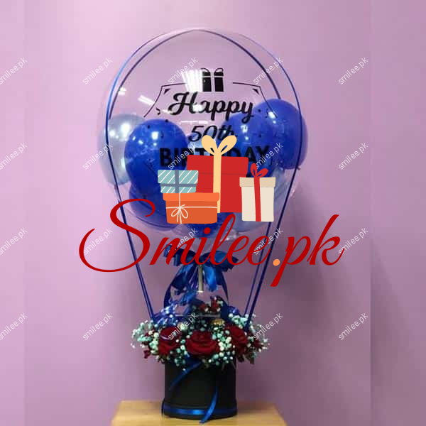 blue theme floral balloon
