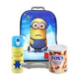 Minion School Bag with Fox Candy Tin & Water gift by Kids Combos | Smilee