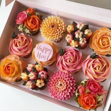 Flower Theme Cupcakes by O’Clock in Lahore