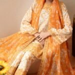 3 Pcs Cream Silk Lawn (Stitched) gift for Eid | Smilee