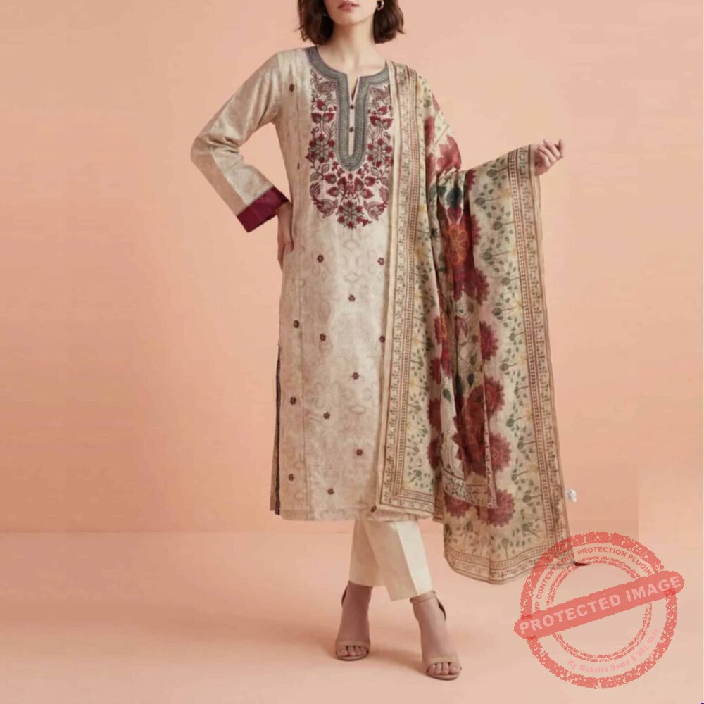 3 Piece Printed Embroidered Suit gift for Mothers Day 3 Piece Printed Embroidered Suit gift for Mothers Day | Smilee