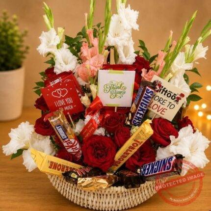 Chocolate Flowers Basket for Valentines Day | Smilee