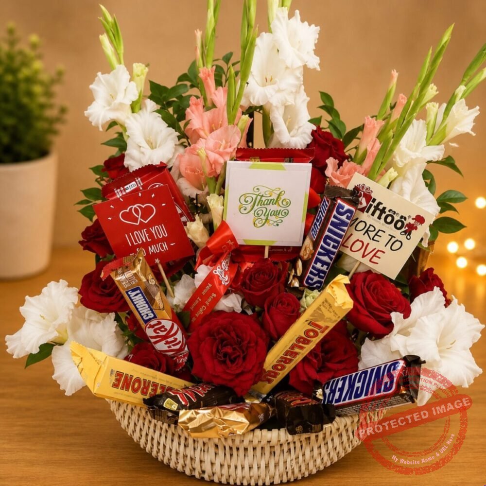 Chocolate Flowers Basket for Valentines Day Chocolate Flowers Basket for Valentines Day | Smilee