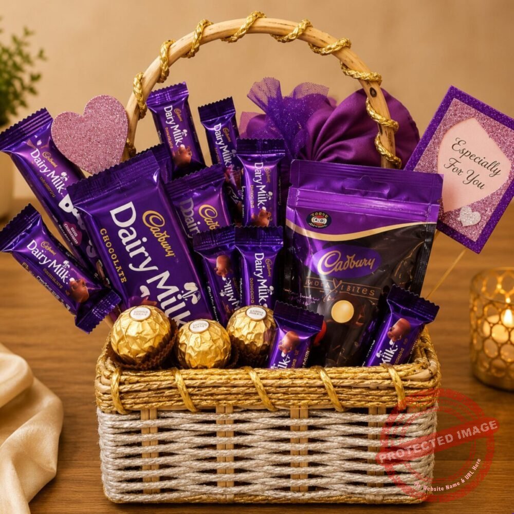 Dairy Milk Lover Basket chocolate gift for Valentines Day Dairy Milk Lover Basket chocolate gift for Valentines Day | Smilee