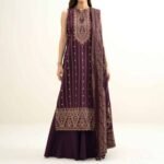 3 Piece Embroidered Jacquard Suit gift for Eid | Smilee
