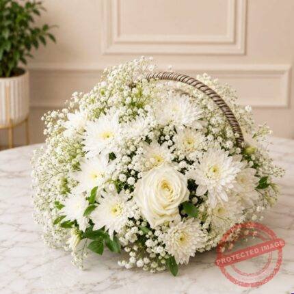 White Theme Imported Flowers in Lahore | Smilee