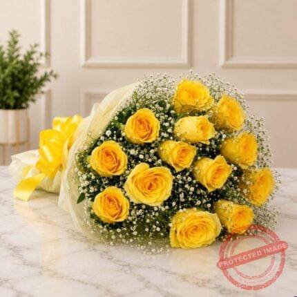 Yellow Imported Roses Bunch in Lahore | Smilee