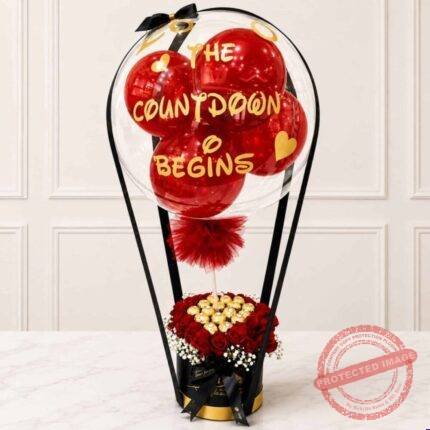 Beautiful Red Theme Floral Balloon personalised gift for Valentines Day | Smilee