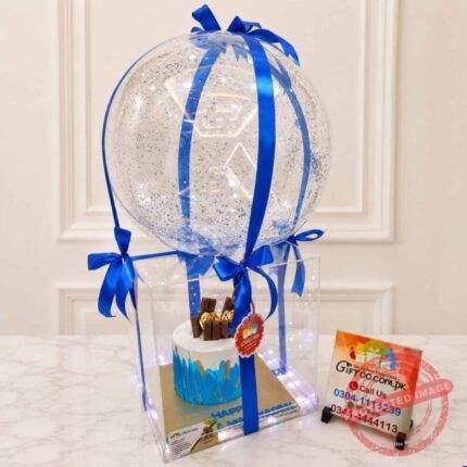 Blue Themed Acrylic Cake Box - Anniversary Gifts | Smilee