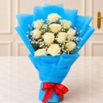 White Imported Flowers with Blue Theme | Smilee