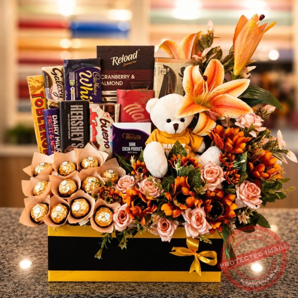 Chocolate Box with Artificial Flowers for Wedding Chocolate Box with Artificial Flowers for Wedding | Smilee