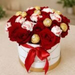 Raffaello with Flowers Round Box chocolate gift for Valentines Day | Smilee