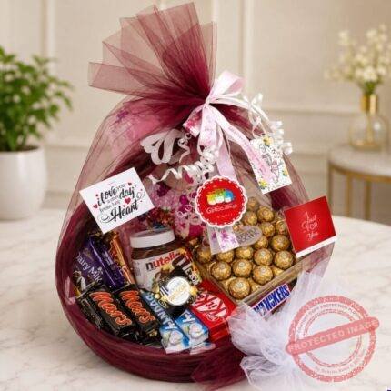 Best Wishes Basket chocolate gift for Valentines Day | Smilee