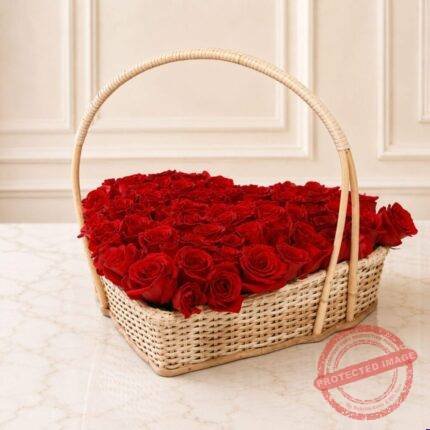Heart Basket Filled with Flowers in Lahore | Smilee