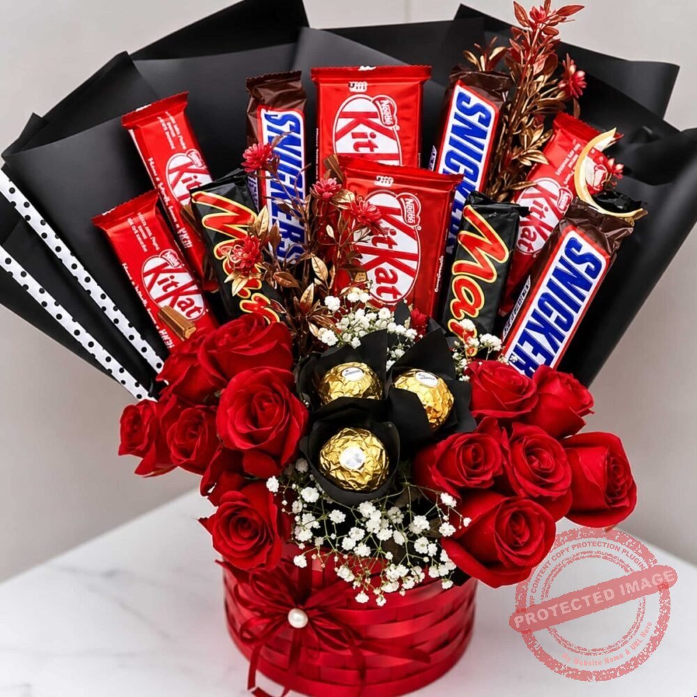 Bucket in Red Theme chocolate gift for Valentines Day Bucket in Red Theme chocolate gift for Valentines Day | Smilee