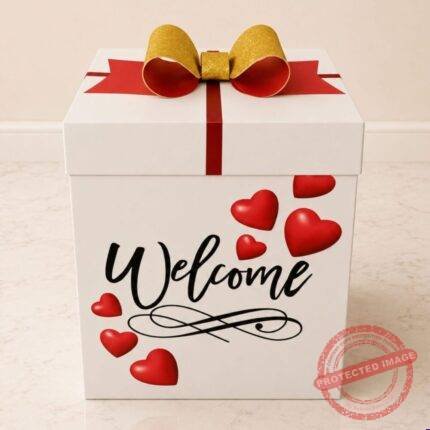 Red Foil Balloons Box personalised gift by Customize Box for Valentines Day