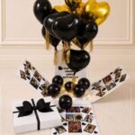 Black Theme Surprise Balloon Box personalised gift for Valentines Day | Smilee