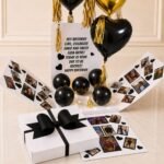 Black Theme Surprise Balloon Box personalised gift for Valentines Day | Smilee