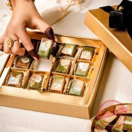 Kunafa Bon Bons in Classic Gold (12 Pcs) chocolate gift by Lals for Ramadan | Smilee