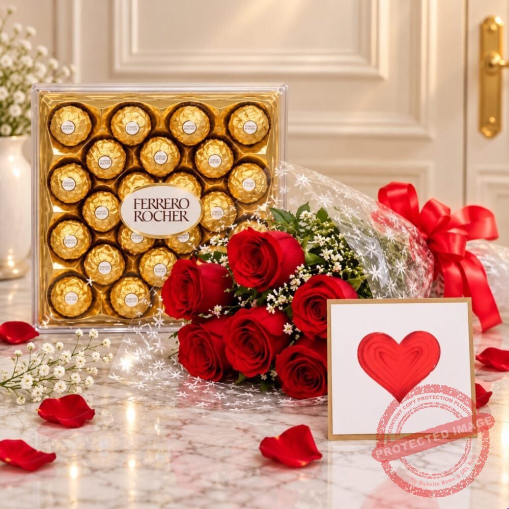 24 Pcs Ferrero Rocher and Roses gift for Valentines Day 24 Pcs Ferrero Rocher and Roses gift for Valentines Day | Smilee
