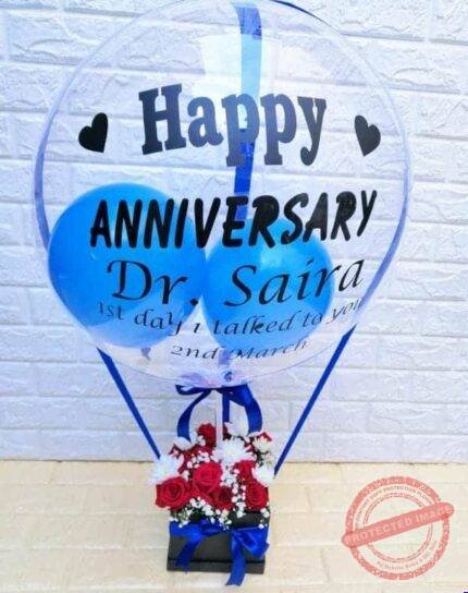 Floral Balloon Blue Theme personalised gift for Anniversary | Smilee