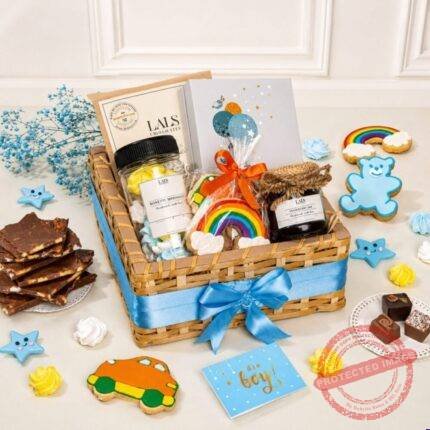 Welcome, Baby Boy Hamper chocolate gift by Lals