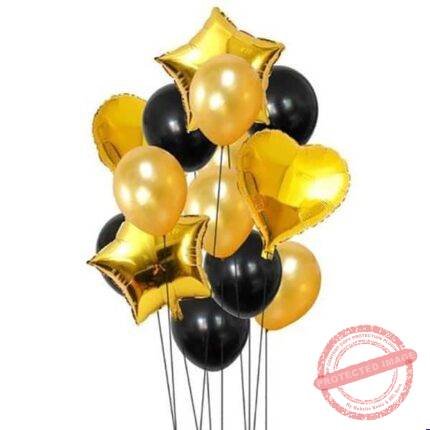 Mix Balloons 15 (Black and Golden) by Balloons & Candles | Smilee
