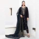 3 Piece Satin Suit Embroidered (Unstitched) fashion gift for Mothers Day | Smilee