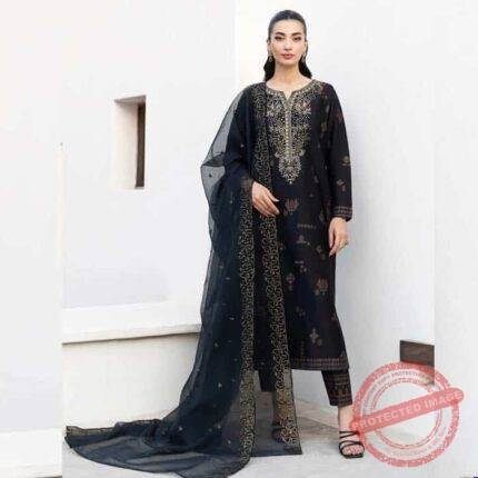 3 Piece Satin Suit Embroidered (Unstitched) fashion gift for Mothers Day | Smilee
