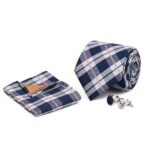 Navy Check Cufflink Tie Set gift for Fathers Day | Smilee