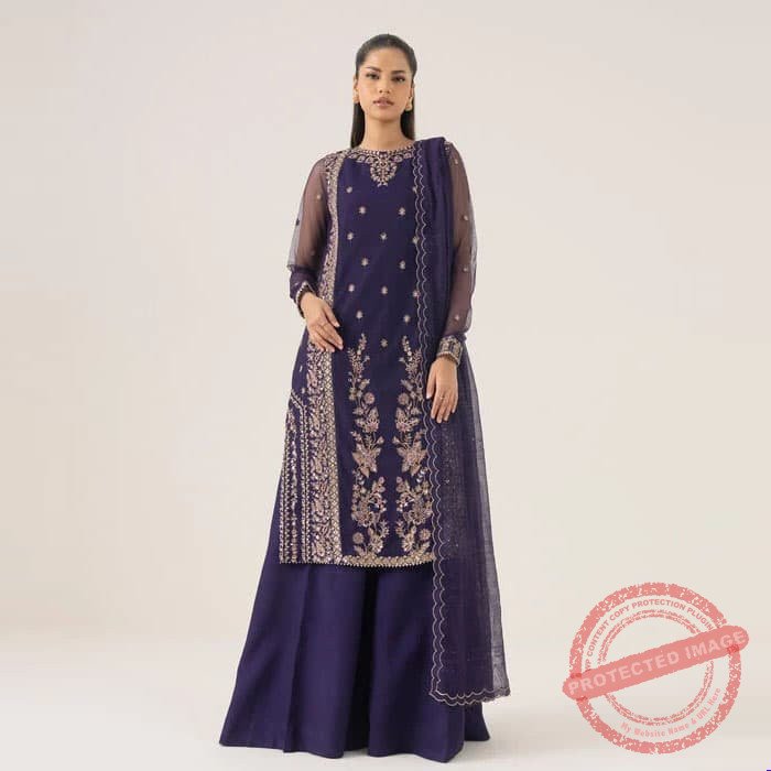 3 Piece Embroidered Net Suit fashion gift for Eid 3 Piece Embroidered Net Suit fashion gift for Eid | Smilee