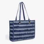 Striped Denim Tote Bag gift by Ladies Hand Bags | Smilee