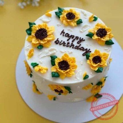 Sun Flowers Theme Cake by O’Clock in Lahore