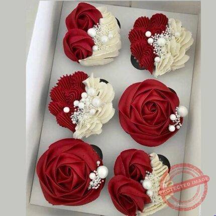 Red Theme Cupcakes by O’Clock in Lahore