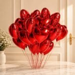 20 Red Heart Shape Foil Balloons teddy bear gift by Balloons & Candles | Smilee