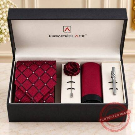 Maroon Check Men Accessories Box by Men’s Accessories | Smilee