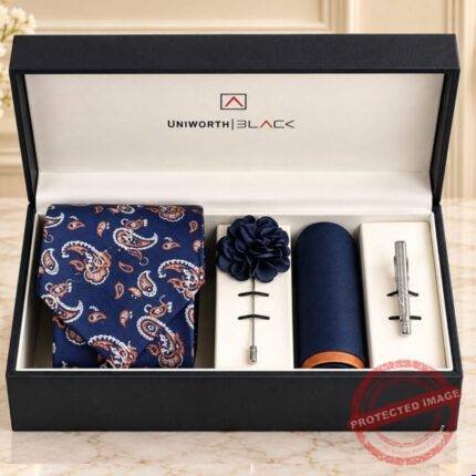 Navy/Rust Paisley Men Accessories Box for Valentines Day | Smilee