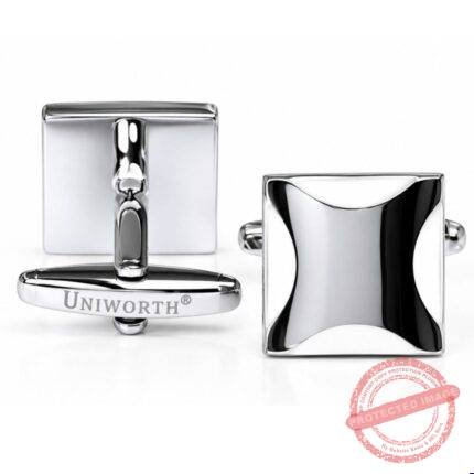 Silver/White Square Cufflink gift by Men’s Accessories | Smilee