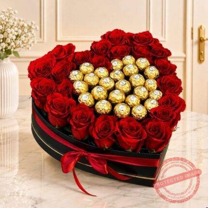 Heart with Center Rocher flower arrangement for Wedding | Smilee