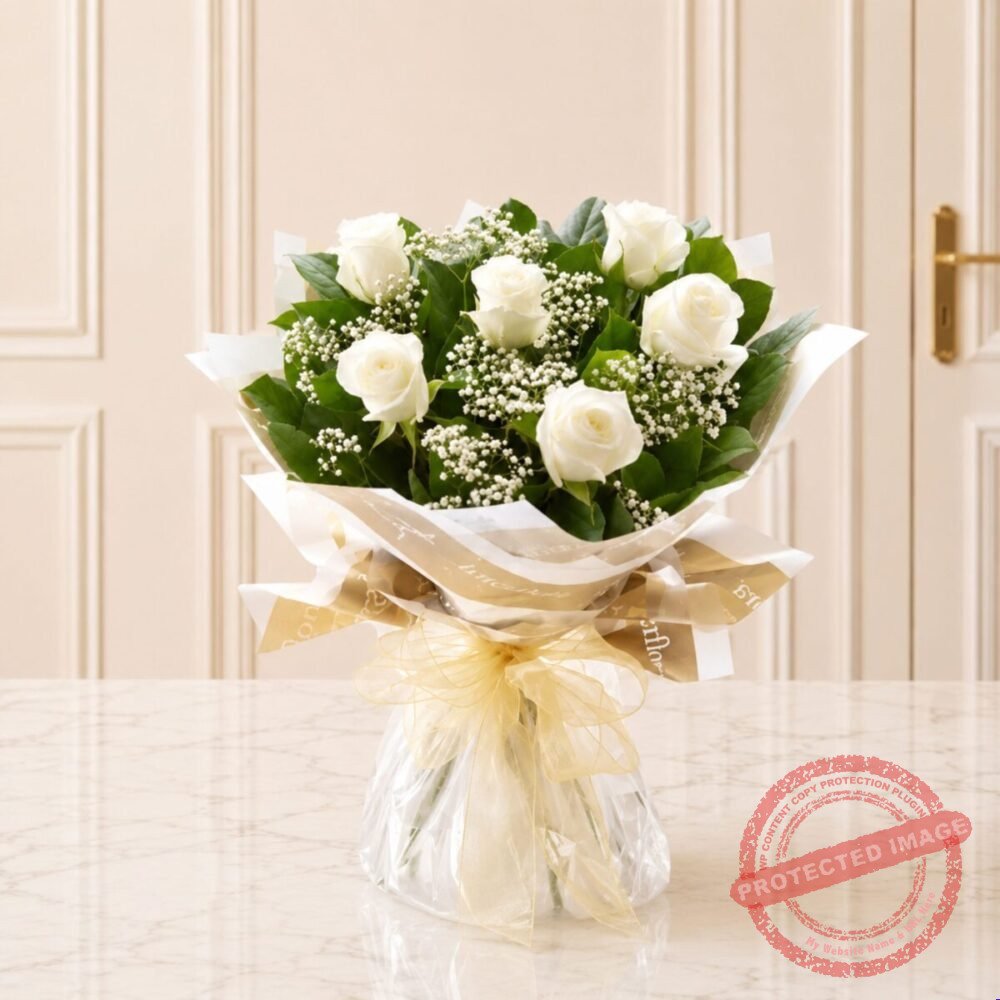 Six Stolen Kisses White flower arrangement by Father’s Day in Lahore for Fathers Day Six Stolen Kisses White flower arrangement by Father’s Day in Lahore for Fathers Day | Smilee