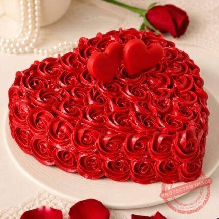 Red Heart Shape Cake by O’Clock in Lahore