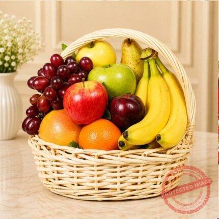 Fruit in Imported Cane Basket by Fresh Fruits for Ramadan | Smilee