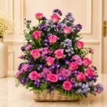 Pink Theme Imported Flowers Basket in Lahore | Smilee