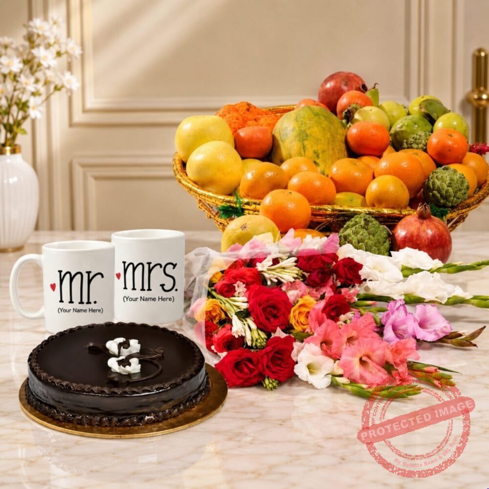Exclusive Gifts for Mr & Mrs fruit basket by Fresh Fruits Exclusive Gifts for Mr & Mrs fruit basket by Fresh Fruits | Smilee