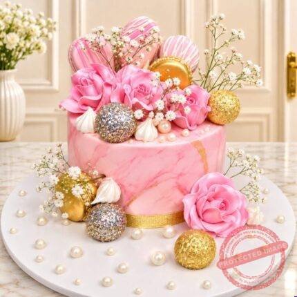 Pink Macaron Cake by Magnum in Lahore | Smilee